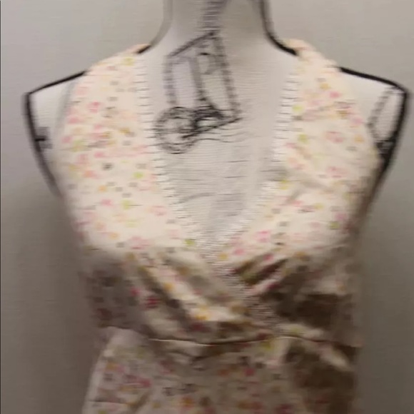 Buffalo David Bitton Women Halter Brown Floral Blouse Shirt L Lace Cotton Bikini - Picture 3 of 6